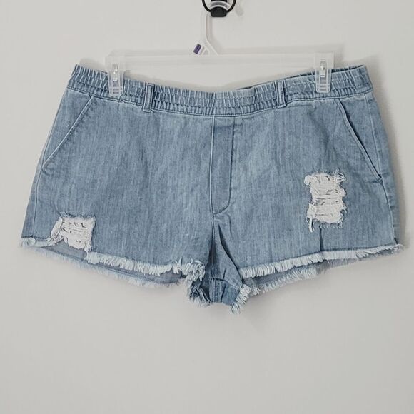 Aerie Stretch Waistband Denim Shorts Distressed Size Extra Large - Picture 1 of 4